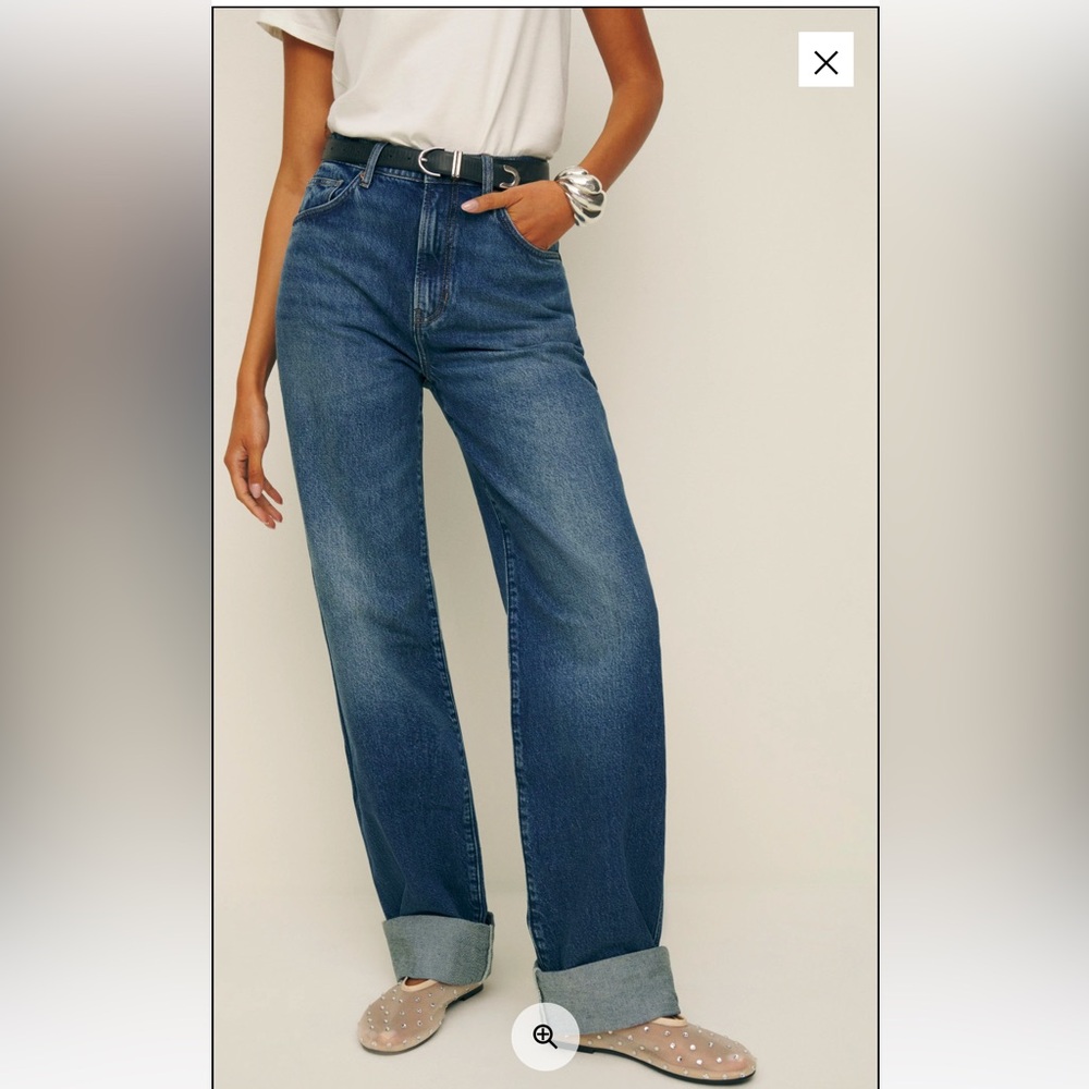Reformation Val 90s Mid Rise Straight Jeans Donner Cuffed - Size 26